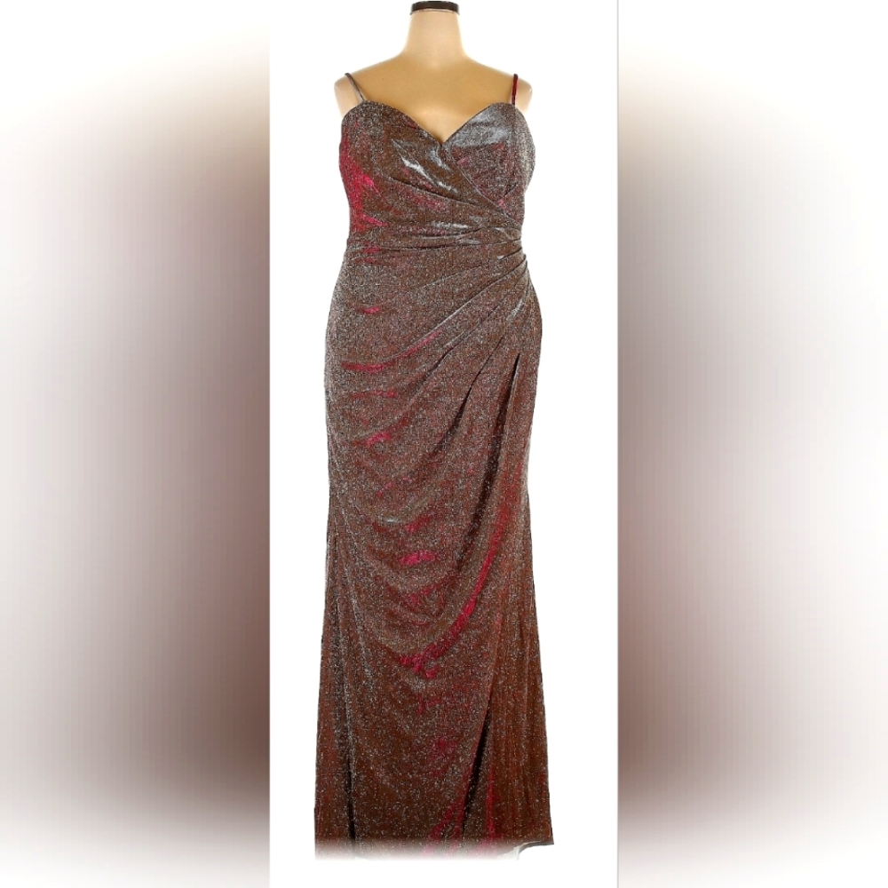 May Queen Couture Sweetheart Sleeveless Rose Gold Formal Glitter Dress 18 NWT